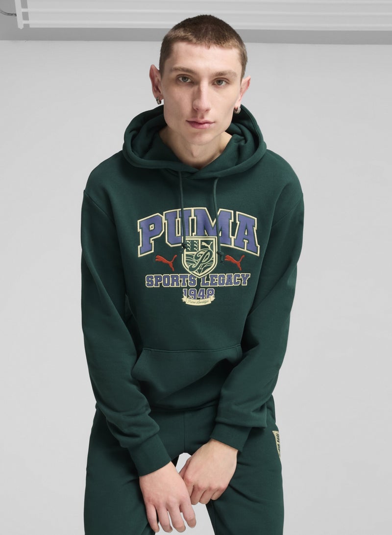 PUMA SPORTS LEGACY Graphic Mens Green Hoodie - Image 1